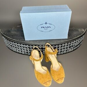 Prada Women's Mustard Suede Heels